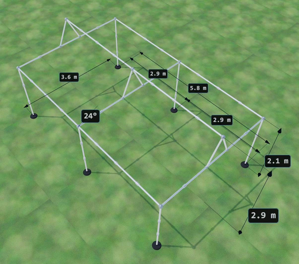 Tent dimensions, top view