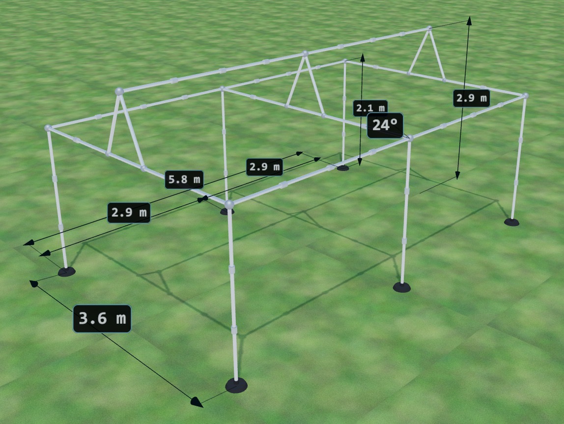 Tent dimensions, side view